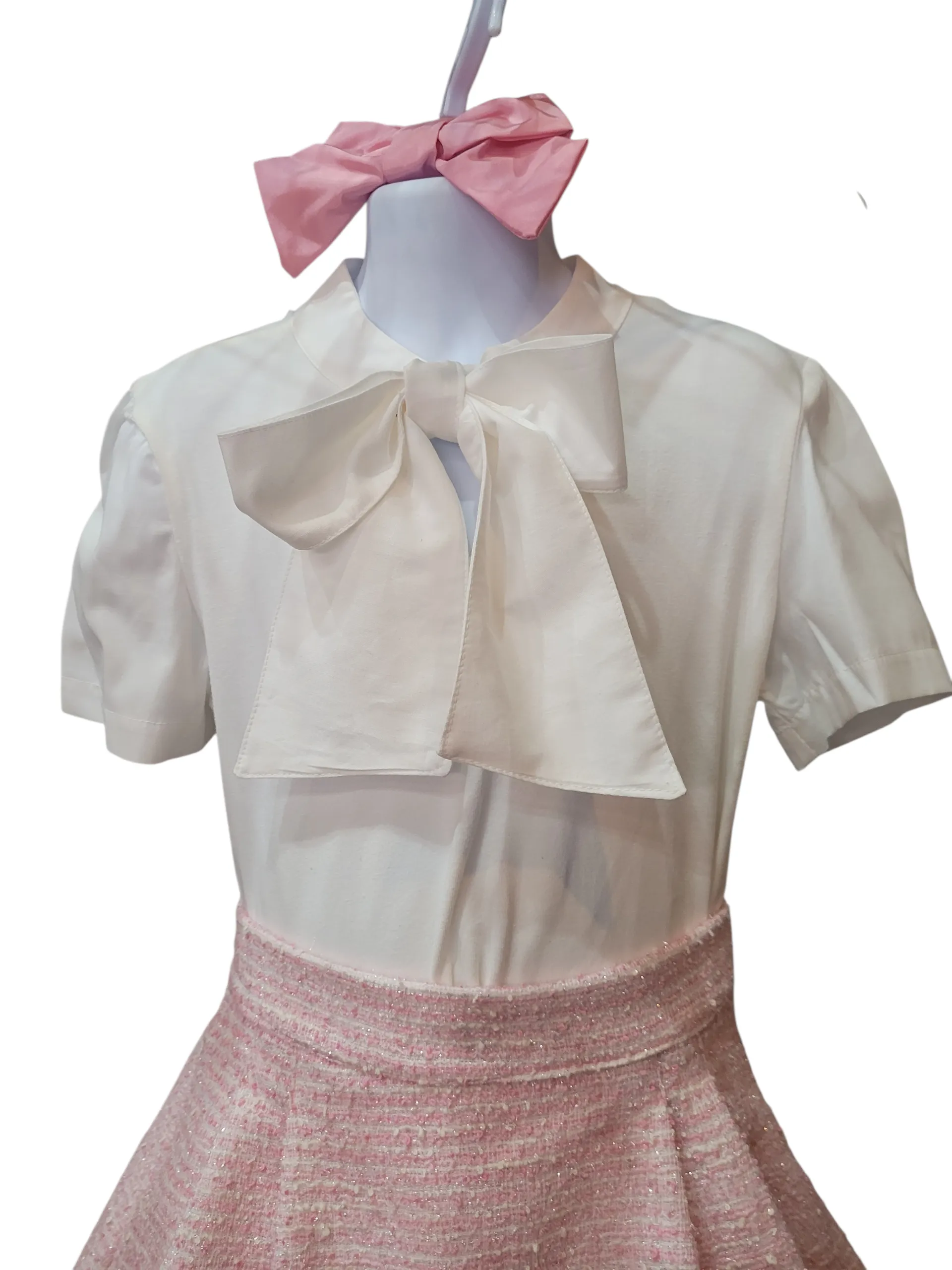 Soft White Collared Bow Shirt